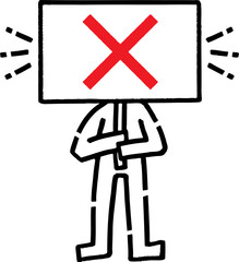 Fototapeta premium 看板を持つ棒人間_バツ