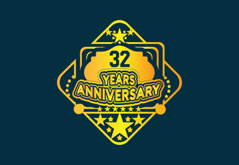 32 years anniversary logo and sticker design template