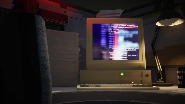 Hacking a computer system in a dark office 