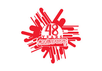 48 years anniversary logo and sticker design template