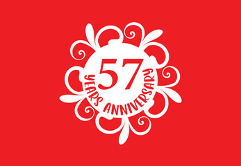 57 years anniversary logo and sticker design template