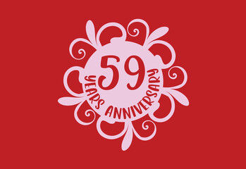 59 years anniversary logo and sticker design template
