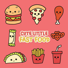 Kawaii Fast Food Cartoon Set