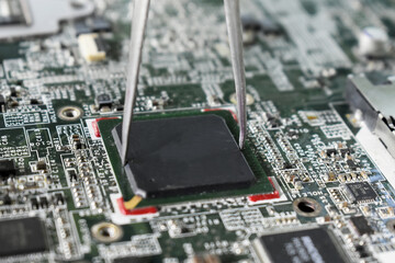 close up of electronic circuit board