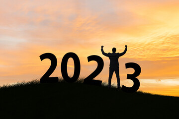 Concept of new year of 2023 with business people