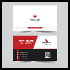 Elegant modern black and white and red business card template