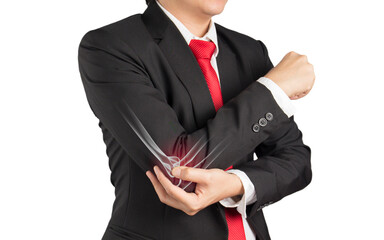 businessman feels elbow bone pain from accident