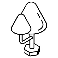 A linear isometric icon of tree 