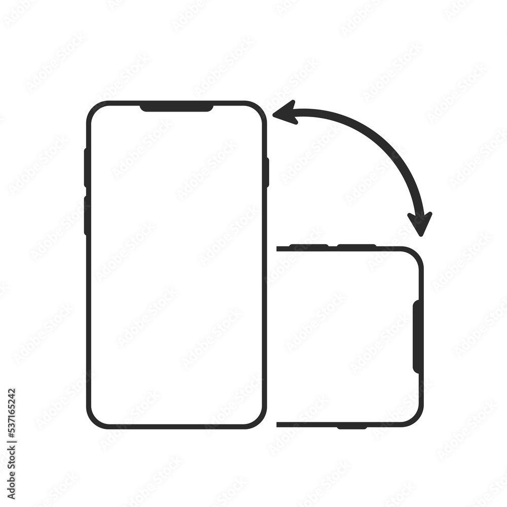 Poster returned smartphone isolated icon. device rotation symbol. return your device. vector illustration
