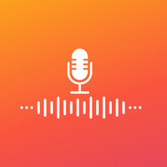 Microphone and sound waves icon. Vector illustration