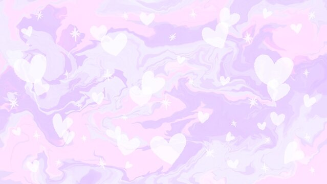 Yumekawa pink purple heart and marble pattern hand drawn illustration background / ゆめかわピンクパープル ハートとマーブル模様 手描きイラストの背景