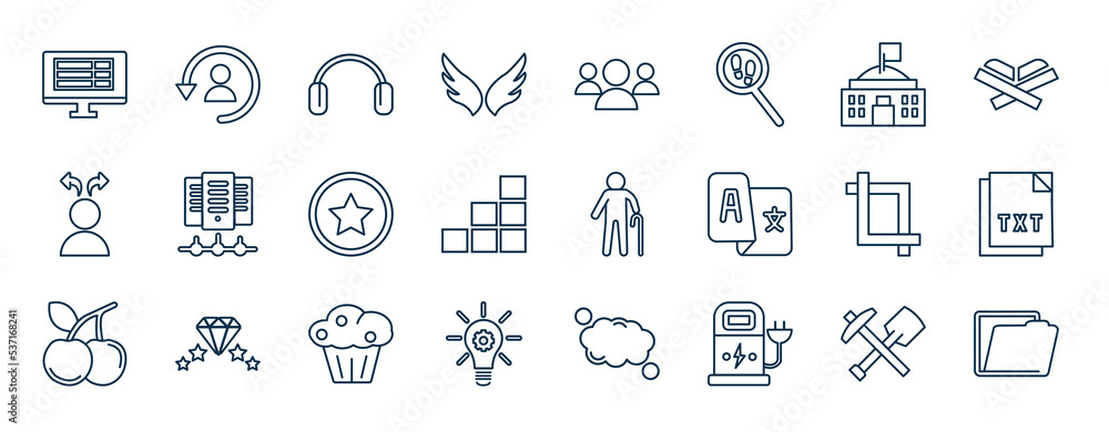 Poster set of most common used web icons in outline style. thin line icons such as spreadsheet, wings, gove