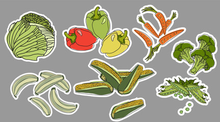 set of vegetables stickers