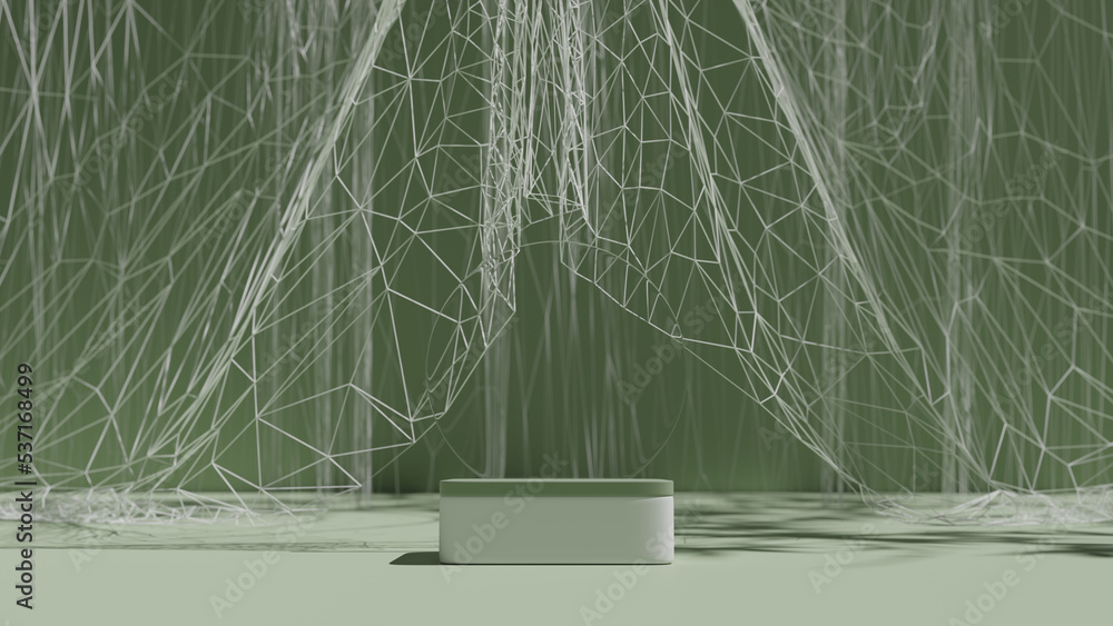 Aufkleber 3d rendering  background podium. display stand . Abstract minimal scene with geometric forms.Green background