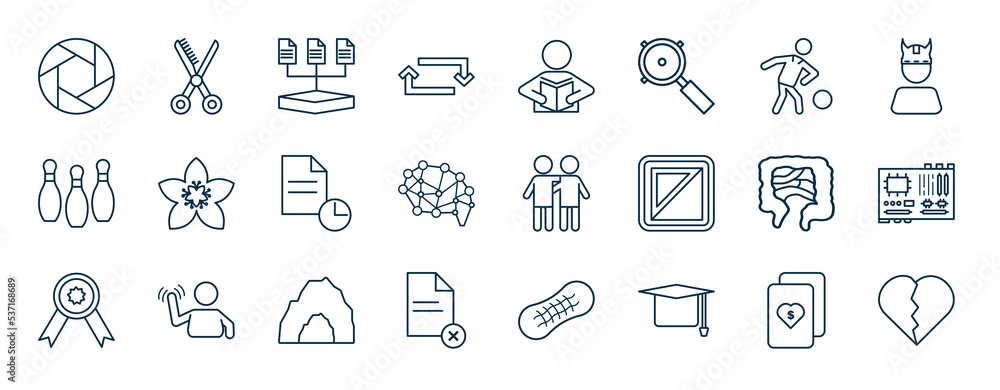 Poster set of most common used web icons in outline style. thin line icons such as shutter, retweet, footba