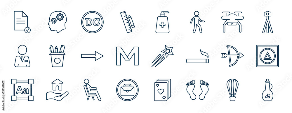 Poster set of most common used web icons in outline style. thin line icons such as consent, measuring, dron