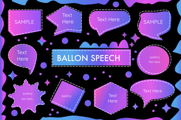 Futuristic Retro set of labels ballon speech frame line bubble ,round, curve illustration vector decoration