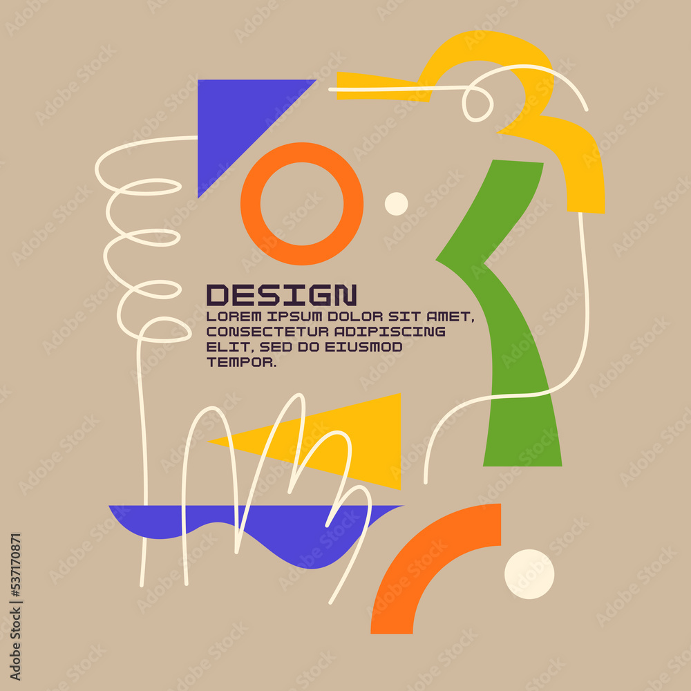 Poster modern geometric composition of various shapes. illustration for design. abstract background in the 