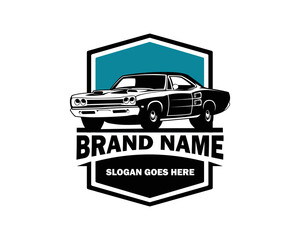 Obraz premium american muscle car logo vector with emblem style