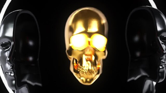 Golden Skulls VJ Loop 4K Background