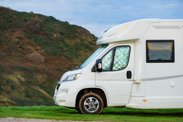 Rv camper camping on nature