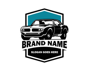 Fototapeta premium Muscle car front view emblem ready made logo template vector isolated