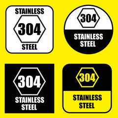 304 stainless steel badge or icon or print label vector illustration