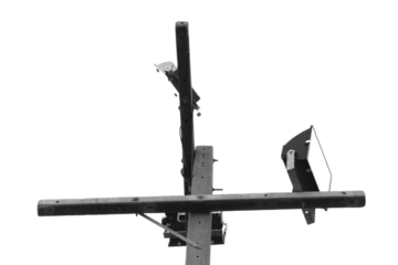 old electric pole isolated on white background.Selection focus.