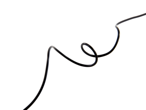 Black wire cable of usb and adapter isolated on white background.Electronic Connector.Selection focus.