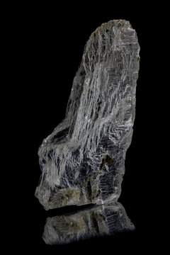 Clear White Gypsum Crystal On Black Background