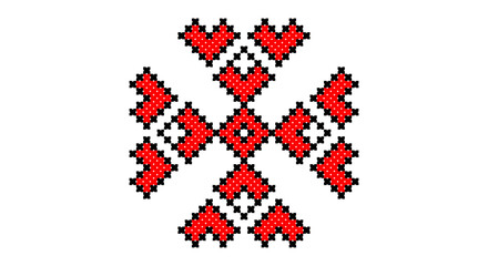 Embroidered good like old handmade cross-stitch ethnic Ukraine pattern. Ukrainian towel ornament, rushnyk called, vector.