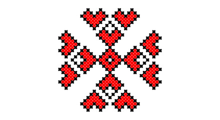 Embroidered good like old handmade cross-stitch ethnic Ukraine pattern. Ukrainian towel ornament, rushnyk called, vector.