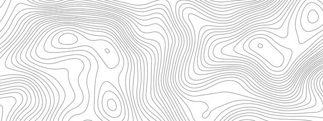 Black and white wavy abstract topographic map contour, lines Pattern background. Topographic map and landscape terrain texture grid. Wavy banner and color geometric form. Vector illustration.