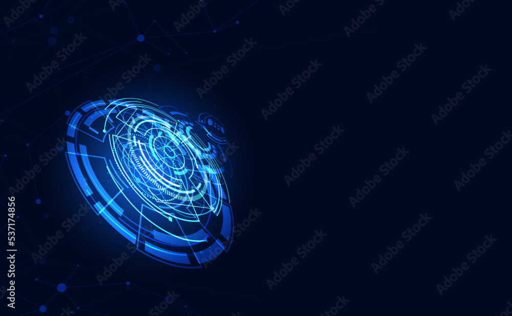 Poster abstract circle digital circuit concept light circle network connection blue digital copy space for 