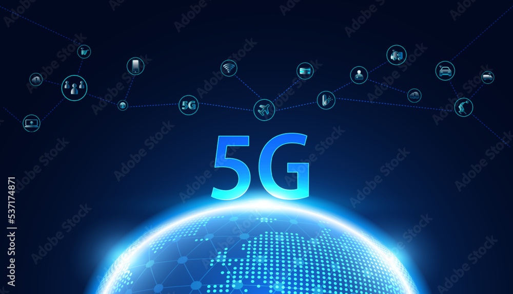 Poster abstract 5g holographic network wireless internet wi-fi connection and internet of things on world b