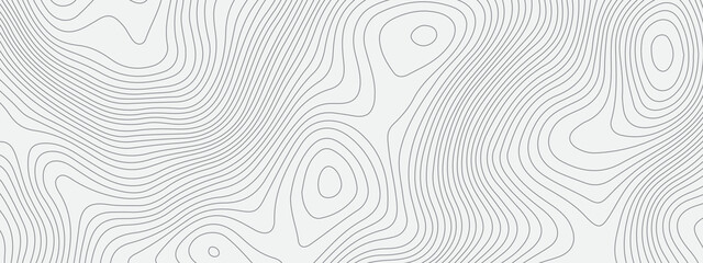Fototapeta premium Black and white wavy abstract topographic map contour, lines Pattern background. Topographic map and landscape terrain texture grid. Wavy banner and color geometric form. Vector illustration.