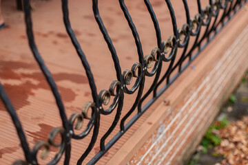 Beautiful wrought iron grating in the terrace railing