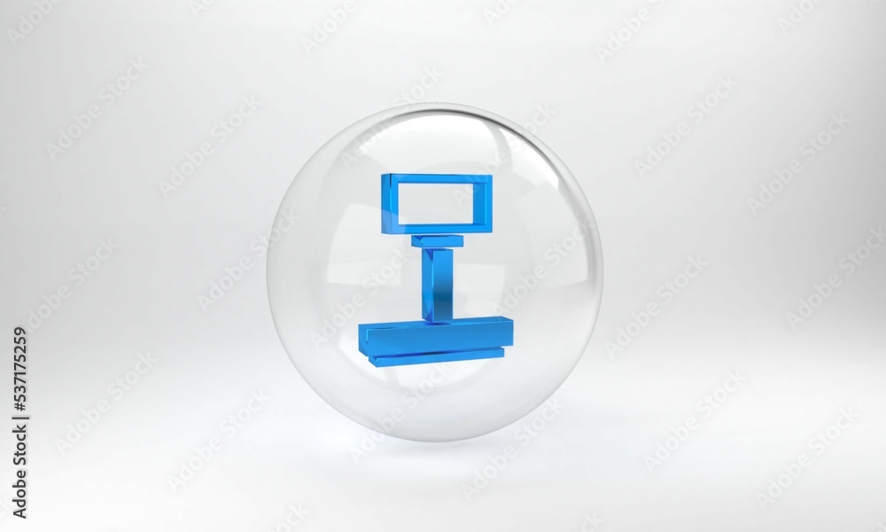 Poster blue scale icon isolated on grey background. logistic and delivery. weight of delivery package on a 