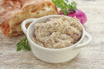 Jewish traditional cuisine herring mousse Forsmak