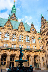 Hygieia fountain in courtyard of Hamburg City Hall in Germany