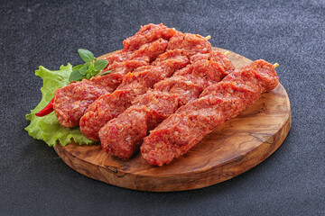 Raw beef kebab minced meat