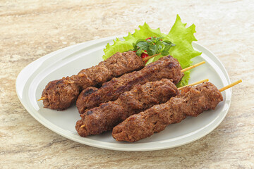 Beef kebab skewer minced meat