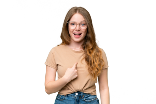 Young pretty woman over isolated background with surprise facial expression