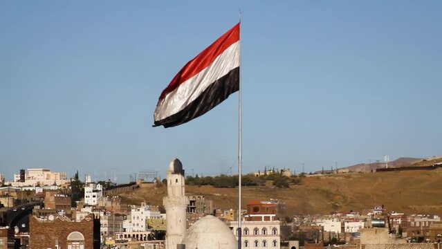 Yemen flag windy day 2011 time laps