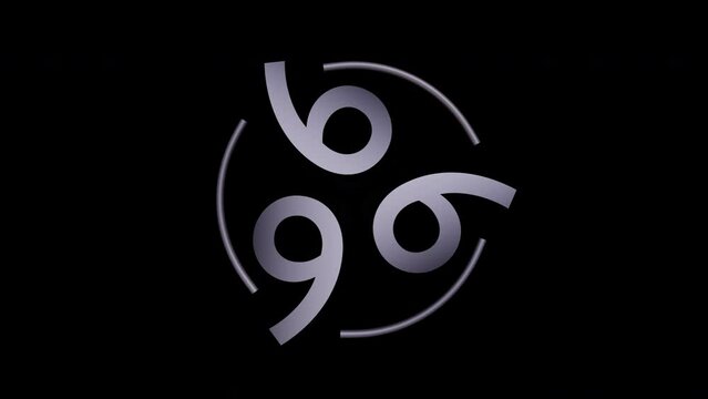 Metallic symbol 666 on dark background loop animation