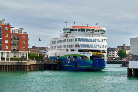 Beautiful Shot Of A Car Ferry At Portsmouth Harbour