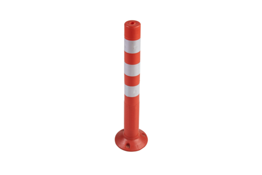 Orange traffic cones in the outdoors, alert, beware on transparent background