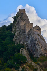 Obraz premium remains of the Sperlinga Castle with the crenellated tower of the 11th century carved into the rock