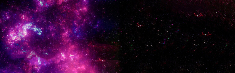Banner starry outer space background texture . Colorful Starry Night Sky Outer Space background. 3D illustration

