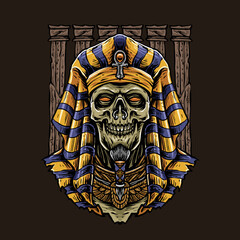 vector of skull god of egypt illustrations